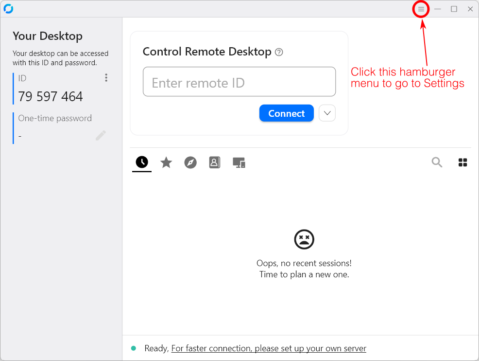 How to get to settings